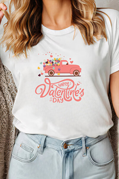 Sarah's Boutique Tricou de damă – 100% bumbac – Valentine’s Day "Happy V-Day"