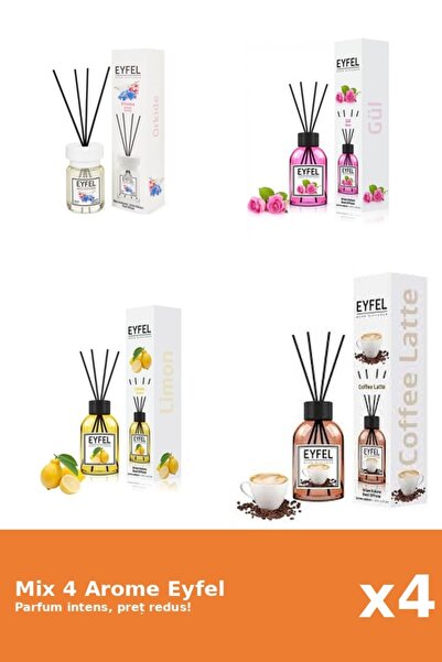 Eyfel Set 4 Mix Eyfel: 1x Cafea, 1x Lamaie, 1x Orhidee, 1x Trandafir