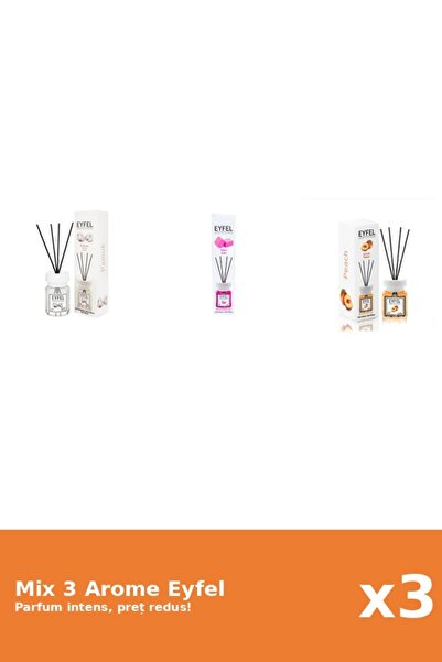 Eyfel Set 3 Mix Eyfel: 1x Bubble Gum, 1x Bumbac, 1x Piersica