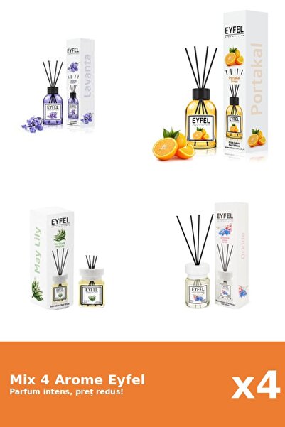 Eyfel Set 4 Mix Eyfel: 1x Lacramioare, 1x Lavanda, 1x Orhidee, 1x Portocala