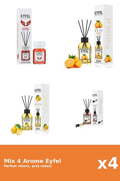 Eyfel Set 4 Mix Eyfel: 1x Lamaie, 1x Portocala, 1x Red Dragon, 1x Vanilie