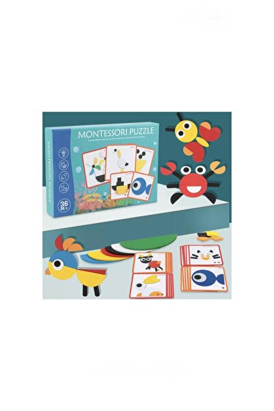 OEM Puzzle Montessori,64 forme geometrice lemn, 20 de cartonase