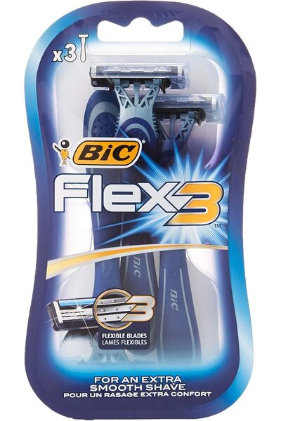 Bic شفرات حلاقة Flex 3 Comfort للاستخدام مرة واحدة - عبوة من 3 قطع