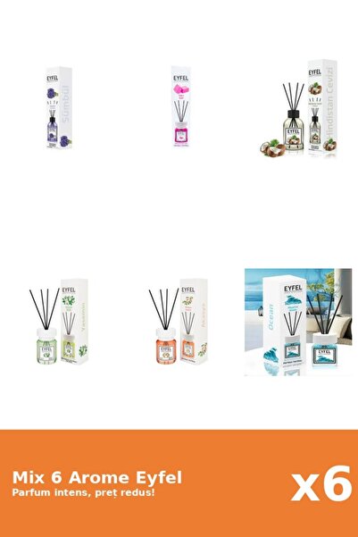 Eyfel Set 6 Mix Eyfel: 1x Acacia, 1x Bubble Gum, 1x Iasomie, 1x Nuca De Cocos...