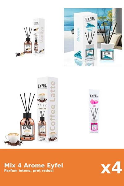 Eyfel Set 4 Mix Eyfel: 1x Bubble Gum, 1x Cafea, 1x Ocean, 1x Vanilie