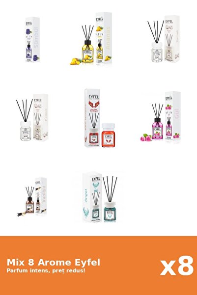 Eyfel Set 8 Mix Eyfel: 1x Ananas, 1x Angel, 2x Bumbac, 1x Red Dragon, 1x Tran...