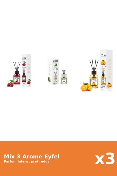 Eyfel Set 3 Mix Eyfel: 1x Cirese, 1x Lacramioare, 1x Portocala