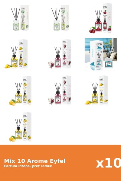 Eyfel Set 10 Mix Eyfel: 2x Ananas, 2x Bouquet, 1x Cirese, 2x Iasomie, 2x Lama...