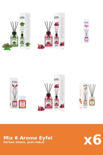 Eyfel Set 6 Mix Eyfel: 1x Bubble Gum, 2x Fructe De Padure, 1x Piersica, 1x Pi...