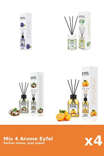 Eyfel Set 4 Mix Eyfel: 1x Iasomie, 1x Nuca De Cocos, 1x Portocala, 1x Zambile