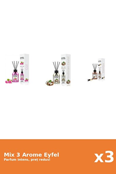 Eyfel Set 3 Mix Eyfel: 1x Nuca De Cocos, 1x Trandafir, 1x Vanilie