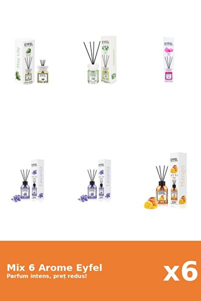 Eyfel Set 6 Mix Eyfel: 1x Bubble Gum, 1x Iasomie, 1x Lacramioare, 2x Lavanda,...