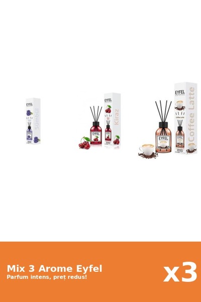 Eyfel Set 3 Mix Eyfel: 1x Cafea, 1x Cirese, 1x Zambile