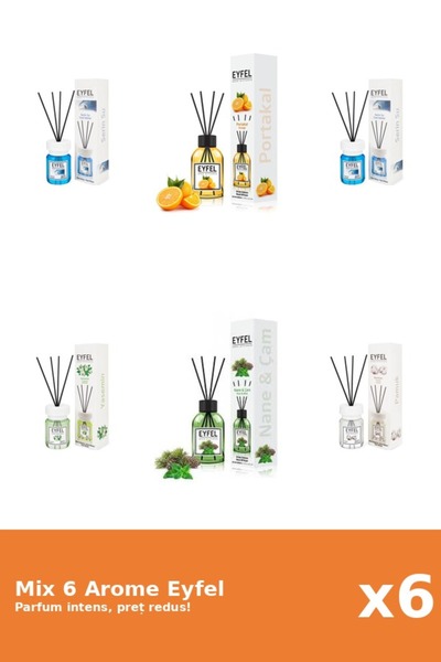 Eyfel Set 6 Mix Eyfel: 1x Bumbac, 2x Cool Water, 1x Iasomie, 1x Pin Si Menta,...