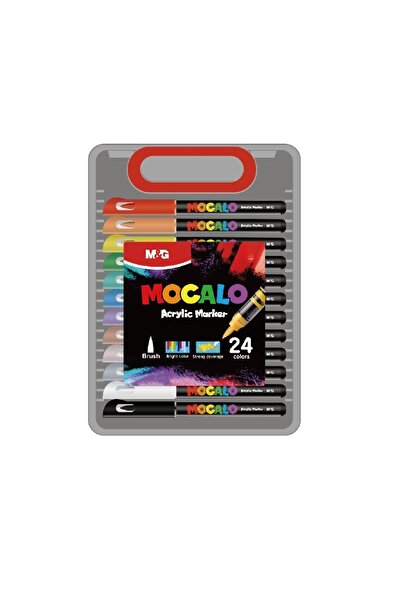 M&G MOCALO M&G acrylic paint marker, brush tip, 24 colors/set