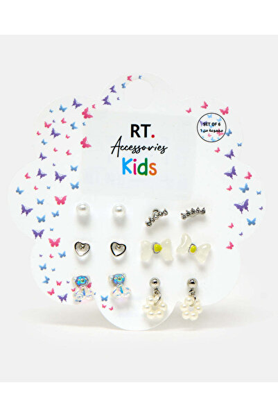 REDTAG Girls Assorted Embellished Earring Set (6 Pair)