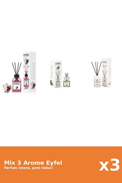 Eyfel Set 3 Mix Eyfel: 1x Bouquet, 1x Bumbac, 1x Lacramioare