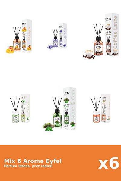 Eyfel Set 6 Mix Eyfel: 1x Acacia, 1x Cafea, 1x Iasomie, 1x Lavanda, 1x Mango,...