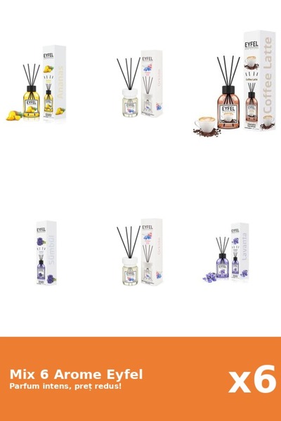 Eyfel Set 6 Mix Eyfel: 1x Ananas, 1x Cafea, 1x Lavanda, 2x Orhidee, 1x Zambile