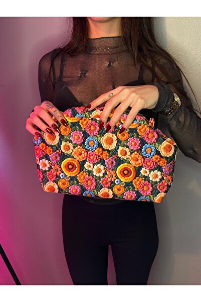 Aysa Çanta ve Aksesuar Bohem Stil Çiçek Desenli Clutch Çanta