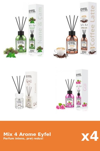 Eyfel Set 4 Mix Eyfel: 1x Bumbac, 1x Cafea, 1x Pin Si Menta, 1x Trandafir