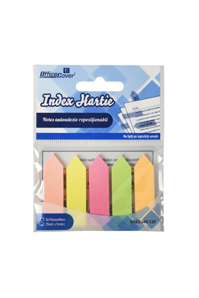 Office Cover JP45-120 notițe autoadezive, 125 de coli, 12x44mm, hârtie, 5 cul...