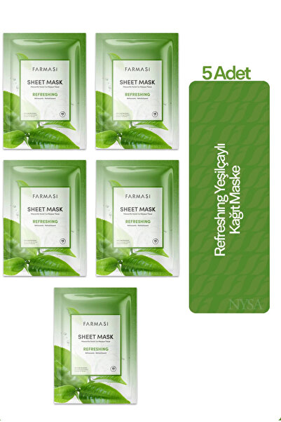 Farmasi 5'li Yeşil Çay Özlü Nemlendirici Aydınlık Görünüm Etkili Kağıt Yüz Ma...