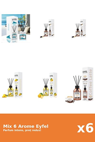 Eyfel Set 6 Mix Eyfel: 1x Ananas, 1x Cafea, 1x Lamaie, 1x Ocean, 2x Vanilie