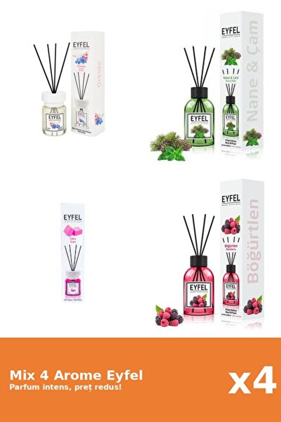 Eyfel Set 4 Mix Eyfel: 1x Bubble Gum, 1x Fructe De Padure, 1x Orhidee, 1x Pin...