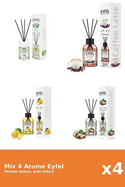 Eyfel Set 4 Mix Eyfel: 1x Cafea, 1x Iasomie, 1x Lamaie, 1x Nuca De Cocos