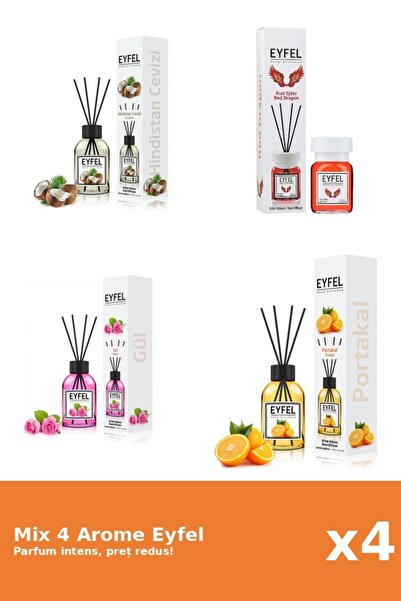 Eyfel Set 4 Mix Eyfel: 1x Nuca De Cocos, 1x Portocala, 1x Red Dragon, 1x Tran...