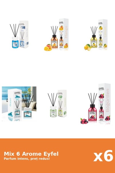 Eyfel Set 6 Mix Eyfel: 1x Cool Water, 1x Fructe De Padure, 1x Iasomie, 1x Lam...