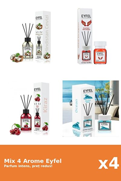 Eyfel Set 4 Mix Eyfel: 1x Cirese, 1x Nuca De Cocos, 1x Ocean, 1x Red Dragon