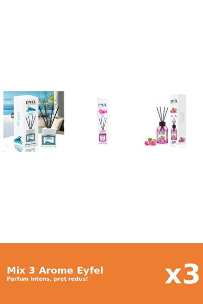 Eyfel Set 3 Mix Eyfel: 1x Bubble Gum, 1x Ocean, 1x Trandafir