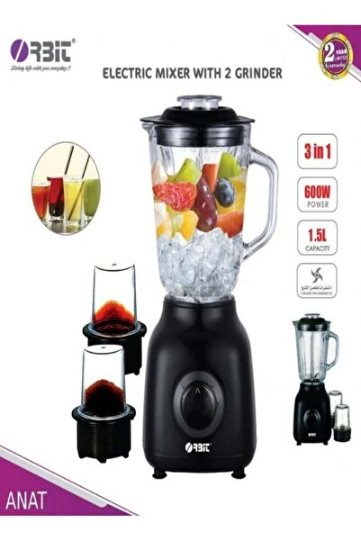 Orbit خلاط كهربائي 3 في 1 مع مطحنتين، سعة 1500 مل، 600 واط