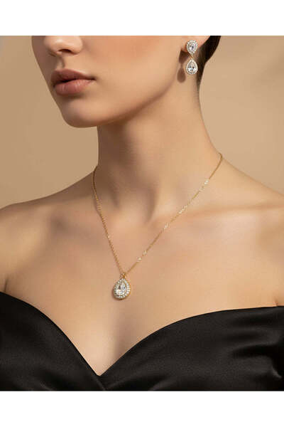 REDTAG Women Gold Necklace And Earrings Set (2 Piece)