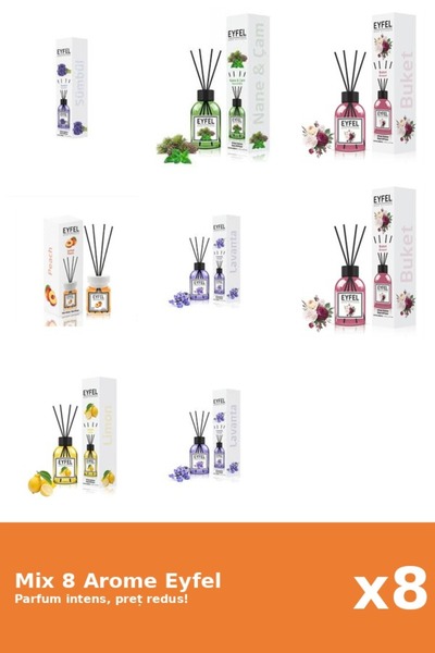 Eyfel Set 8 Mix Eyfel: 2x Bouquet, 1x Lamaie, 2x Lavanda, 1x Piersica, 1x Pin...