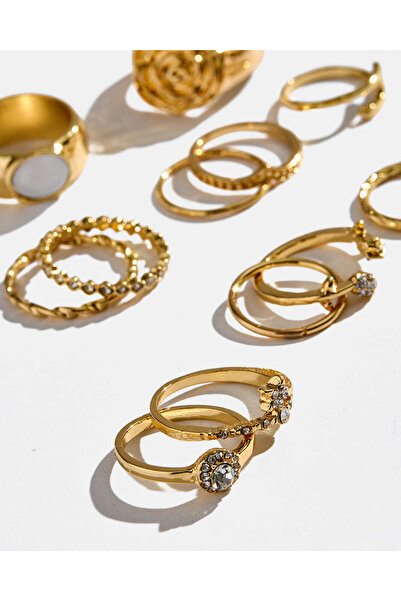 REDTAG Women Gold Embellished Rings Set (12 Piece)