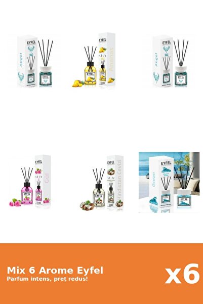 Eyfel Set 6 Mix Eyfel: 1x Ananas, 2x Angel, 1x Nuca De Cocos, 1x Ocean, 1x Tr...