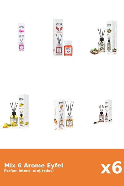 Eyfel Set 6 Mix Eyfel: 1x Ananas, 1x Bubble Gum, 1x Nuca De Cocos, 1x Piersic...