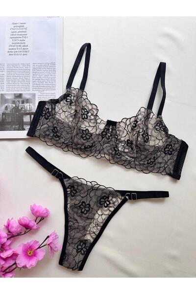 Wotrart Cămașă de noapte sexy pentru femei, cu model, broderie, sutien transp...