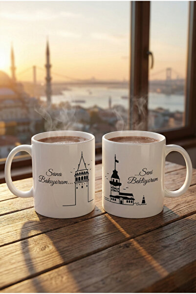 MeshCraft3D İstanbul Aşkı Galata ve Kız Kulesi Tasarımlı Çift Kupa - Kavuşama...