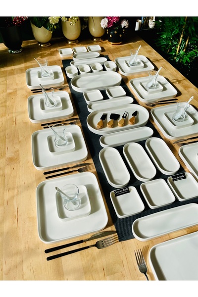 CASA DE BELLA Beyaz Porselen 12 Kişilik 58 Parça Kahvaltı Takımı