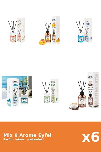 Eyfel Set 6 Mix Eyfel: 1x Acacia, 1x Cafea, 1x Cool Water, 1x Iasomie, 1x Man...