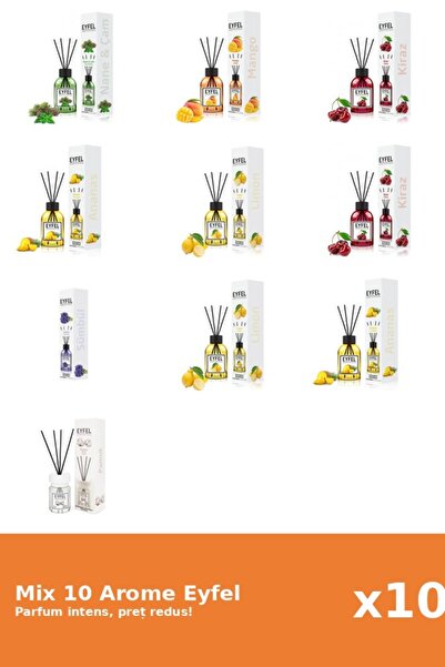 Eyfel Set 10 Mix Eyfel: 2x Ananas, 1x Bumbac, 2x Cirese, 2x Lamaie, 1x Mango,...