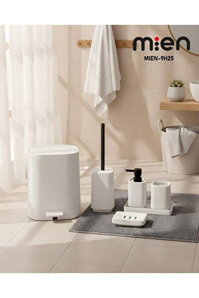 MİEN Square White 5 Piece Bathroom Set