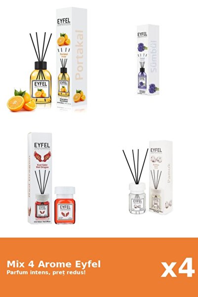 Eyfel Set 4 Mix Eyfel: 1x Bumbac, 1x Portocala, 1x Red Dragon, 1x Zambile