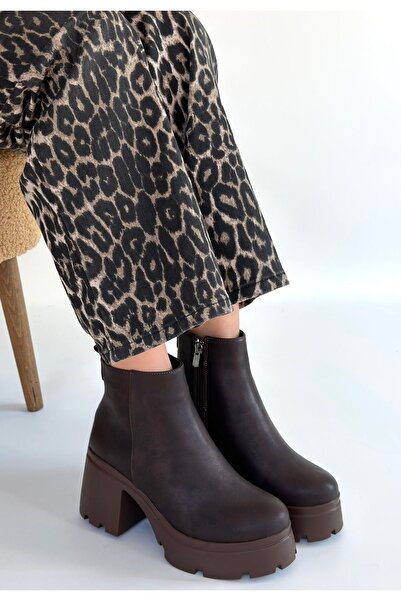 Tarz Topuklar Belay Bitter Brown Nubuck Heeled Boots