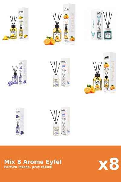 Eyfel Set 8 Mix Eyfel: 1x Ananas, 1x Angel, 1x Lavanda, 2x Orhidee, 2x Portoc...