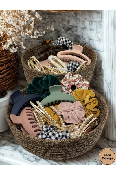 Olea 3-Piece Wicker Basket, Towel Basket, Bathroom Basket, Multi-Purpose Organizer Basket, Cotton Cord Basket